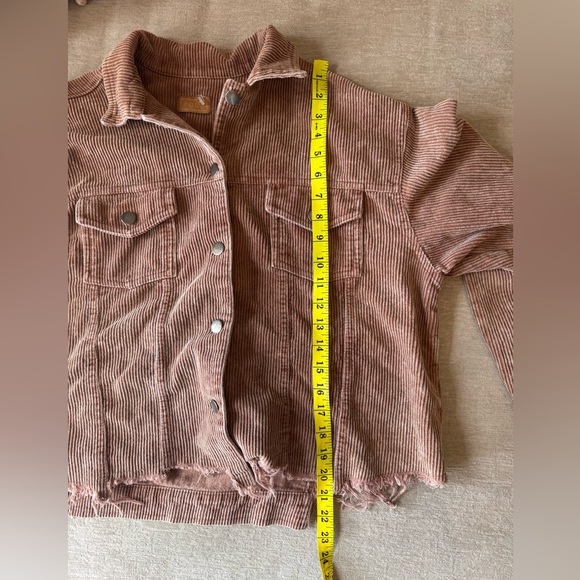 POL Corduroy Button Up Jacket Brown Raw Hem Western Fall Boho Style Women’s M - Picture 11 of 12